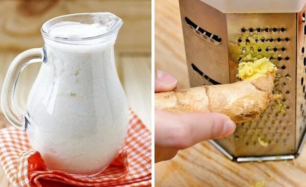 Aus Kefir und geriebenem Ingwer einen Cocktail zubereiten